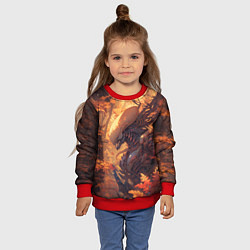 Свитшот детский Ксеноморф в осеннем лесу, цвет: 3D-красный — фото 2