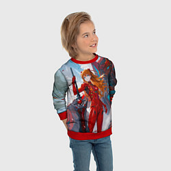 Свитшот детский Аска Еванеглион, цвет: 3D-красный — фото 2