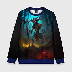 Свитшот детский Скелет в мрачном лесу, цвет: 3D-синий
