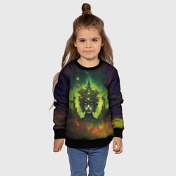 Свитшот детский Зеленая фантастическая ведьма с бабочками, цвет: 3D-черный — фото 2