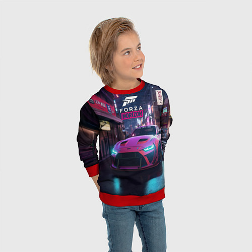 Детский свитшот Forza night racing / 3D-Красный – фото 3