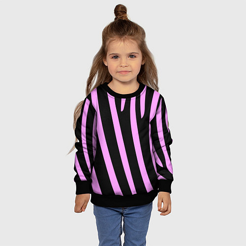 Детский свитшот Полосы розовой зебры / 3D-Черный – фото 4