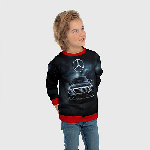 Детский свитшот Mercedes Benz black / 3D-Красный – фото 3