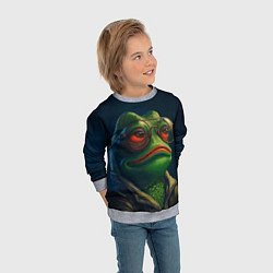Свитшот детский Pepe frog, цвет: 3D-меланж — фото 2