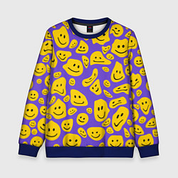 Детский свитшот Расплывшийся смайлик на фиолетовом