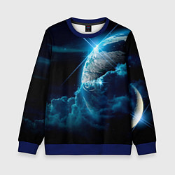 Свитшот детский Космос и сияющая планета, цвет: 3D-синий