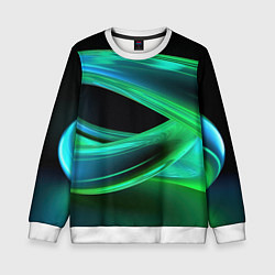 Свитшот детский Green lines abstract, цвет: 3D-белый
