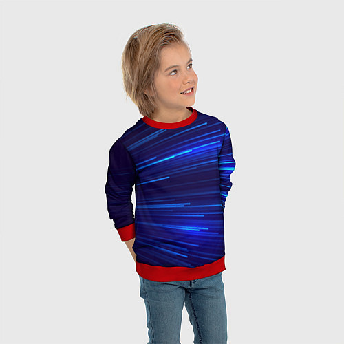 Детский свитшот Яркие неоновые полосы - минимализм / 3D-Красный – фото 3