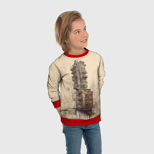 Детский свитшот Иллюстрация футуристического дома / 3D-Красный – фото 3