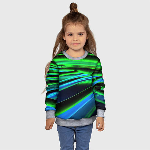 Детский свитшот Green black abstract / 3D-Меланж – фото 4