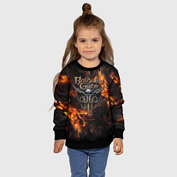 Свитшот детский Baldurs Gate 3 fire logo, цвет: 3D-черный — фото 2