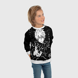 Свитшот детский Сатору Годжо - черно-белый, цвет: 3D-белый — фото 2