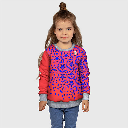 Детский свитшот Мозаика Пенроуза в красно-синем контрасте / 3D-Меланж – фото 4