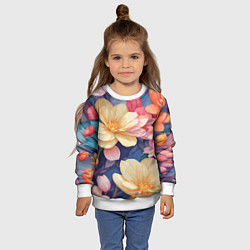 Свитшот детский Водянная лилия лотосы кувшинки, цвет: 3D-белый — фото 2