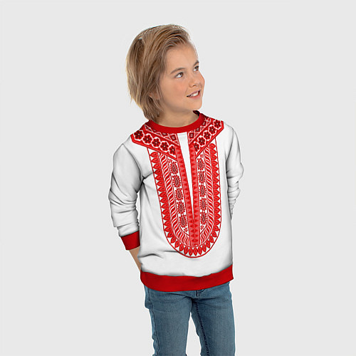 Детский свитшот Красная славянская вышиванка / 3D-Красный – фото 3