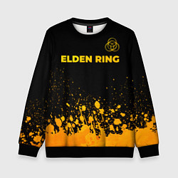 Свитшот детский Elden Ring - gold gradient: символ сверху, цвет: 3D-черный