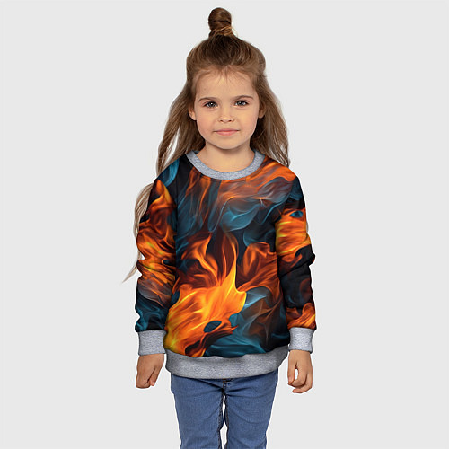 Детский свитшот Пламя огня / 3D-Меланж – фото 4