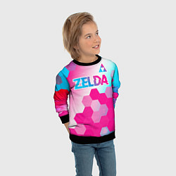 Свитшот детский Zelda neon gradient style: символ сверху, цвет: 3D-черный — фото 2