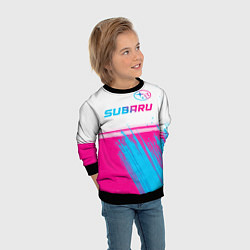 Свитшот детский Subaru neon gradient style: символ сверху, цвет: 3D-черный — фото 2