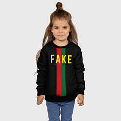 Свитшот детский Fake зелёная и красная полосы, цвет: 3D-черный — фото 2
