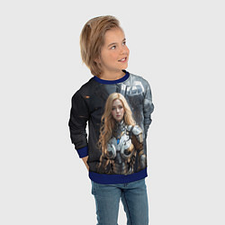 Свитшот детский Бронированная леди, цвет: 3D-синий — фото 2