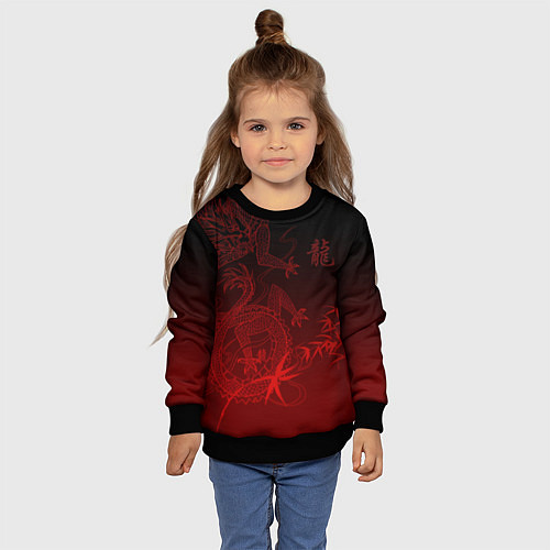 Детский свитшот Дракон в градиенте / 3D-Черный – фото 4