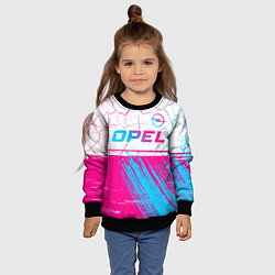 Свитшот детский Opel neon gradient style: символ сверху, цвет: 3D-черный — фото 2