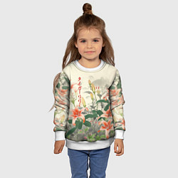 Свитшот детский Тигровые лилии - японский стиль, цвет: 3D-белый — фото 2