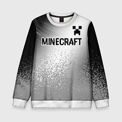 Свитшот детский Minecraft glitch на светлом фоне: символ сверху, цвет: 3D-белый