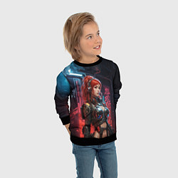 Свитшот детский Рыжая девушка в броне, цвет: 3D-черный — фото 2