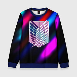 Свитшот детский Attack on Titan stripes neon, цвет: 3D-синий