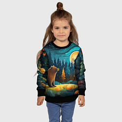 Свитшот детский Хозяин тайги: медведь в лесу, цвет: 3D-черный — фото 2