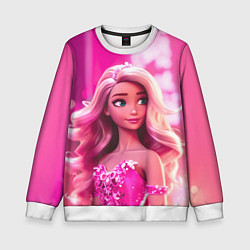 Свитшот детский Барби кукла в вечернем платье от нейросети, цвет: 3D-белый