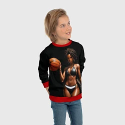 Свитшот детский Девушка с баскетбольным мячом, цвет: 3D-красный — фото 2