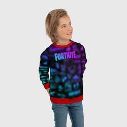 Свитшот детский Неоновые логотипы Fortnite, цвет: 3D-красный — фото 2