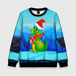 Свитшот детский Дракон с подарком новый год, цвет: 3D-черный