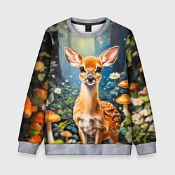 Свитшот детский Олененок в волшебном лесу, цвет: 3D-меланж