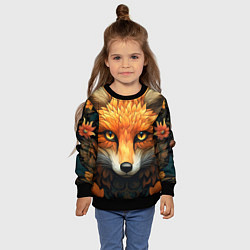 Свитшот детский Лис в стиле фолк-арт, цвет: 3D-черный — фото 2