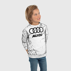 Свитшот детский Audi speed на светлом фоне со следами шин, цвет: 3D-белый — фото 2
