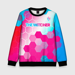 Свитшот детский The Witcher neon gradient style: символ сверху, цвет: 3D-черный