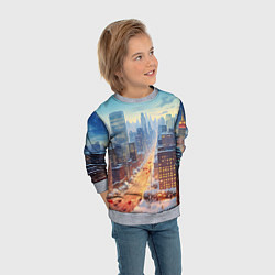 Свитшот детский Новогодний снежный город, цвет: 3D-меланж — фото 2
