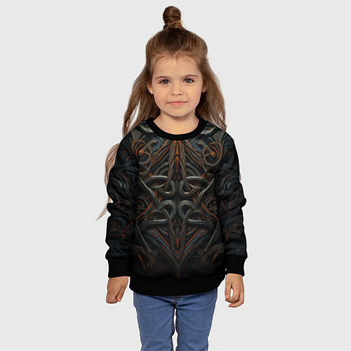 Детский свитшот Орнамент в викинг-стиле / 3D-Черный – фото 4