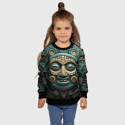 Детский свитшот Орнамент в стиле индейцев майя / 3D-Черный – фото 4