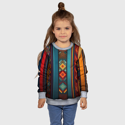 Детский свитшот Этнический орнамент в вертикальную полоску / 3D-Меланж – фото 4