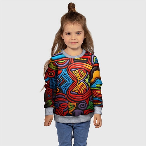 Детский свитшот Разноцветный узор в стиле абстракционизм / 3D-Меланж – фото 4