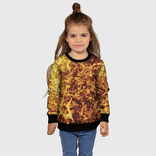 Детский свитшот Абстракция - желтый антрацит / 3D-Черный – фото 4
