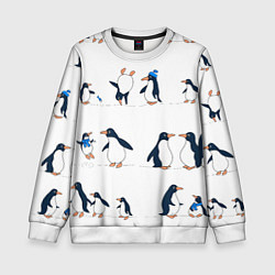 Свитшот детский Семейство пингвинов на прогулке, цвет: 3D-белый