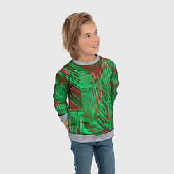 Свитшот детский Киберпанк линии красные и зелёные, цвет: 3D-меланж — фото 2