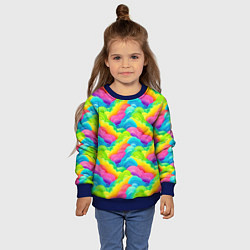 Свитшот детский Разноцветные облака из бумаги паттерн, цвет: 3D-синий — фото 2