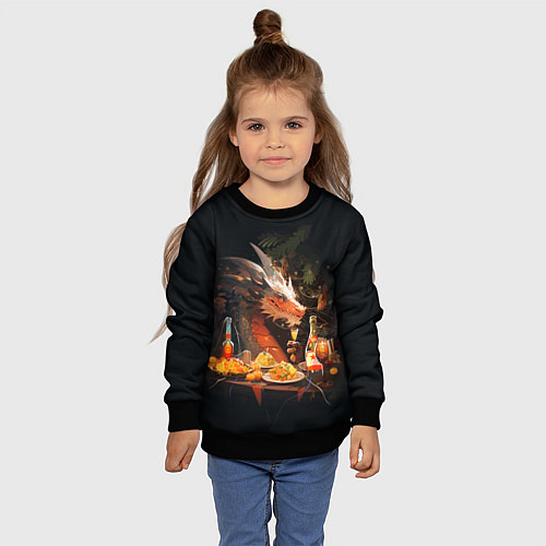 Детский свитшот Дракон - 2024 год / 3D-Черный – фото 4